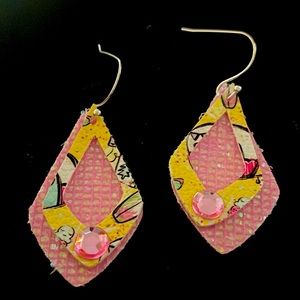 Camper and pink faux leather with pink jewel at tips.